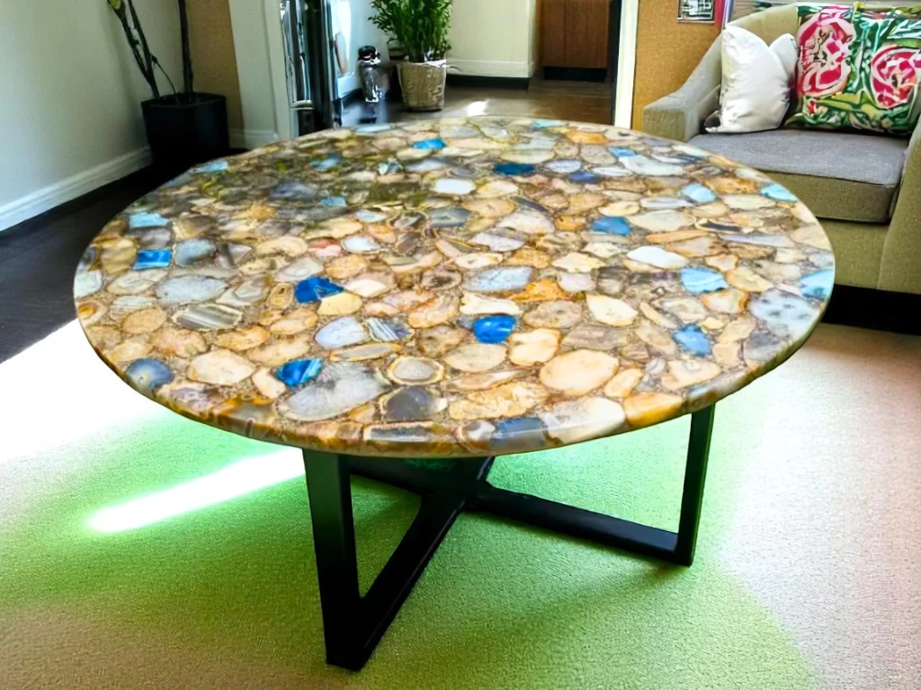 Stunning Round Agate Coffee Table Centerpiece